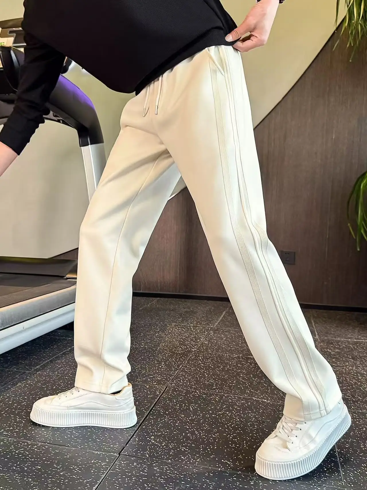 

Мужские повседневные брюки свободного кроя в стиле пэчворк с полосками, прямые штанины, весна-осень, модный дизайн