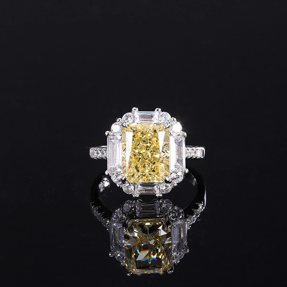 WUIHA Luxury 925 Sterling Silver 8*10MM Yellow Sapphire Courndum Ring/Earrings/Pendant/Necklace Engagement Jewelry Set Wholesale