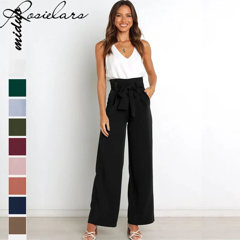 Casual Basic Wide-leg Baggy Cropped Trousers with Belt Office Lady Summer Techwear Women Streetwear Flare Pants Loose Sweatpants