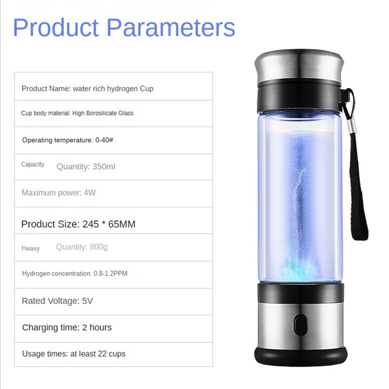 1 Piece Hydrogen Generator Water Cup Filter Ionizer Maker Hydrogen-Rich Water Super Antioxidants Hydrogen Water Bottle