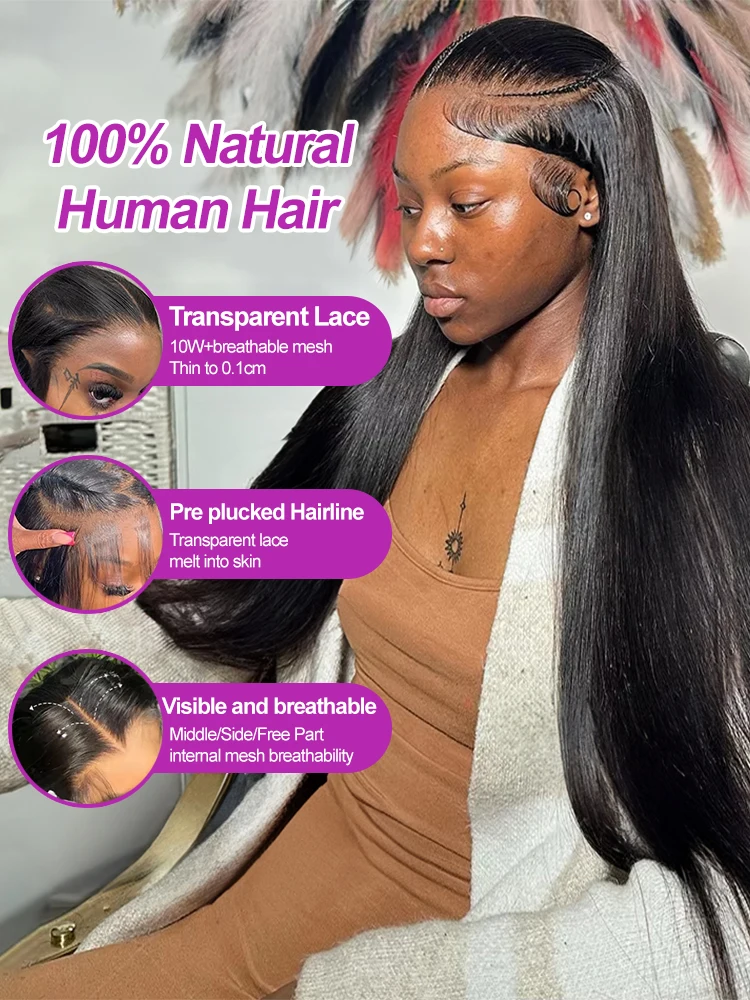 HD 13x6 العظام مستقيم الدانتيل الجبهة باروكة من شعر طبيعي 30 40 بوصة 13x4 الدانتيل أمامي خصلات الشعر المستعار الإنسان للنساء قبل قطعها 300% الكثافة