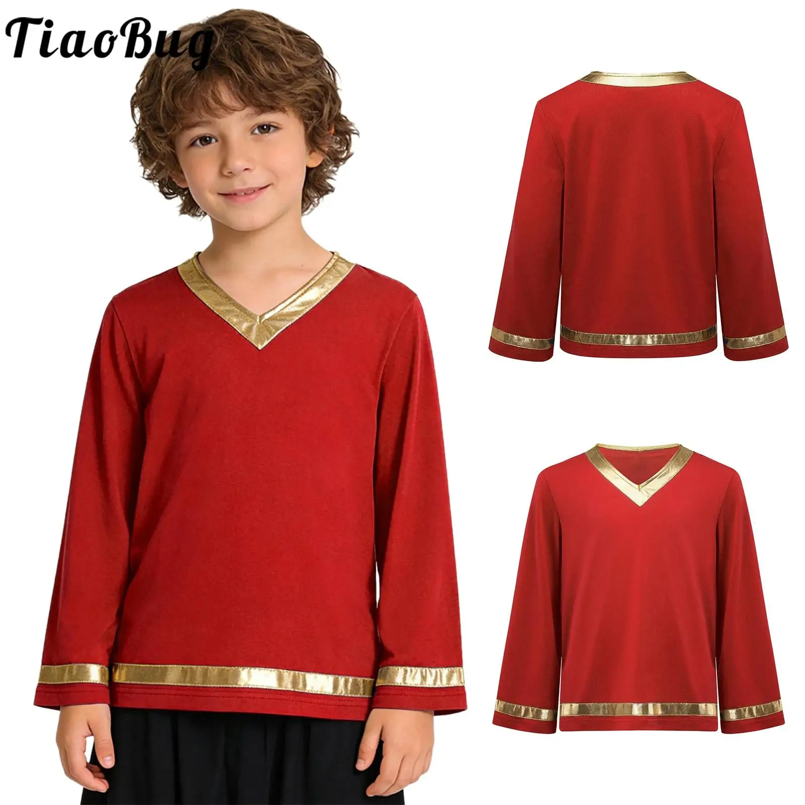 

Детские танцевальные топы для мальчиков, литургические рубашки с длинным рукавом для хора, церковных выступлений и сценических костюмов