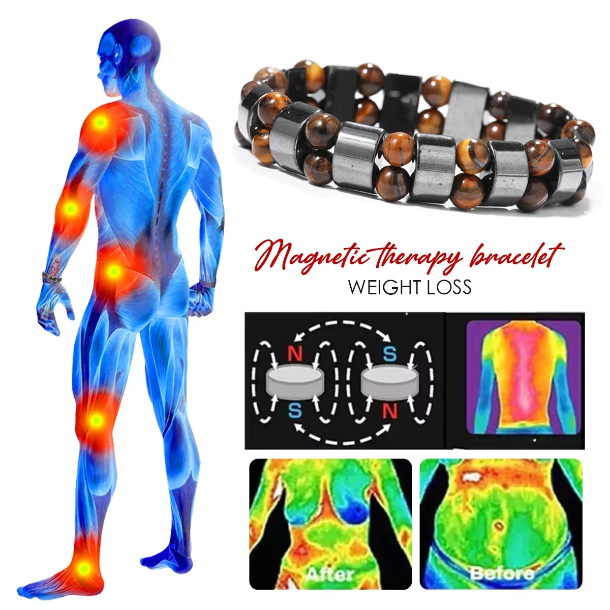 

Energy Black Obsidian Hematite Tiger Eye Beads Bracelets Men for Health Protection Women Soul Jewelry Pulsera Hombre