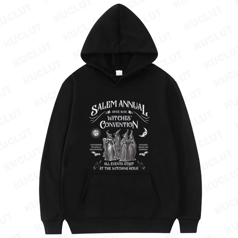 Salem Witch Hoodies for Women Vintage Funny Halloween Sweatshirts Long Sleeve Trendy Spooky Season Graphic Hoodies Retro Hoody