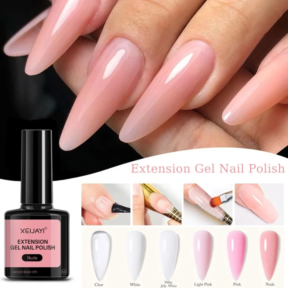 XEIJAYI Extension Nail Gel Jelly Pink White Clear Extended Liquid Gel Polish Self Leveling Soak Off UV Nail Stylist Supplies