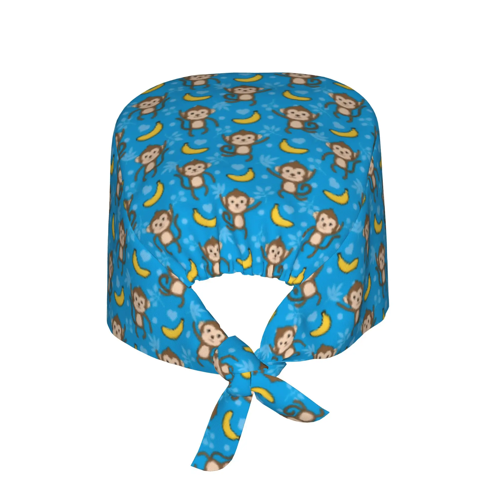 Colourful Monkey Printed Working Cap Surgical Hats Lovely Seamless Banana Pattern Operating Room Cap Operator Hats Lab Works Hat
