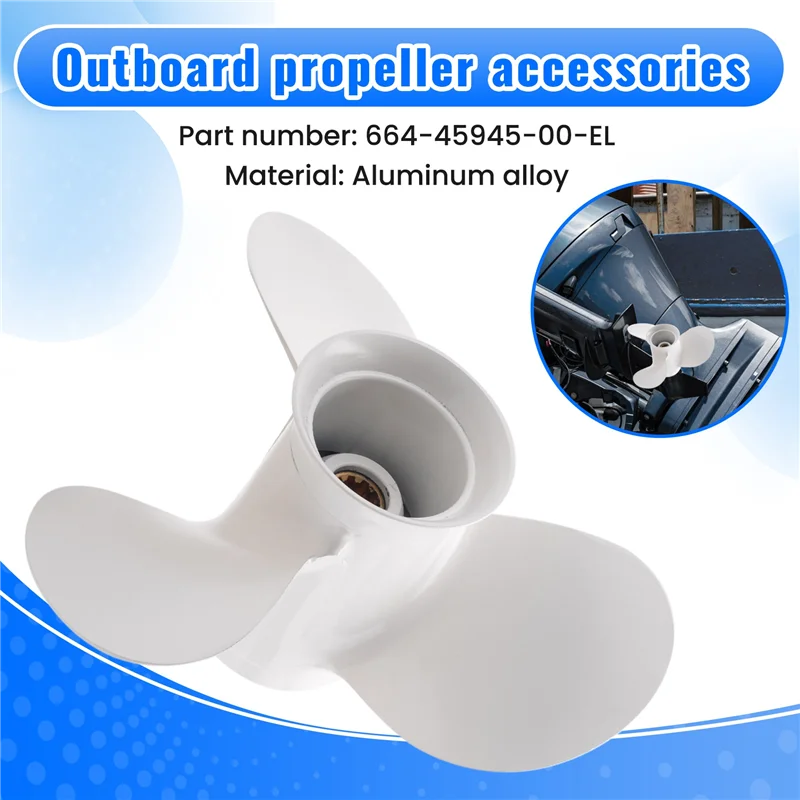

664-45945 664-45945-00-EL 9 7/8 X 10 1/2 Пропеллер для Yamaha 20HP 30HP Белый 3 лопасти 10 шлицевых зубьев R Rotation-A28K