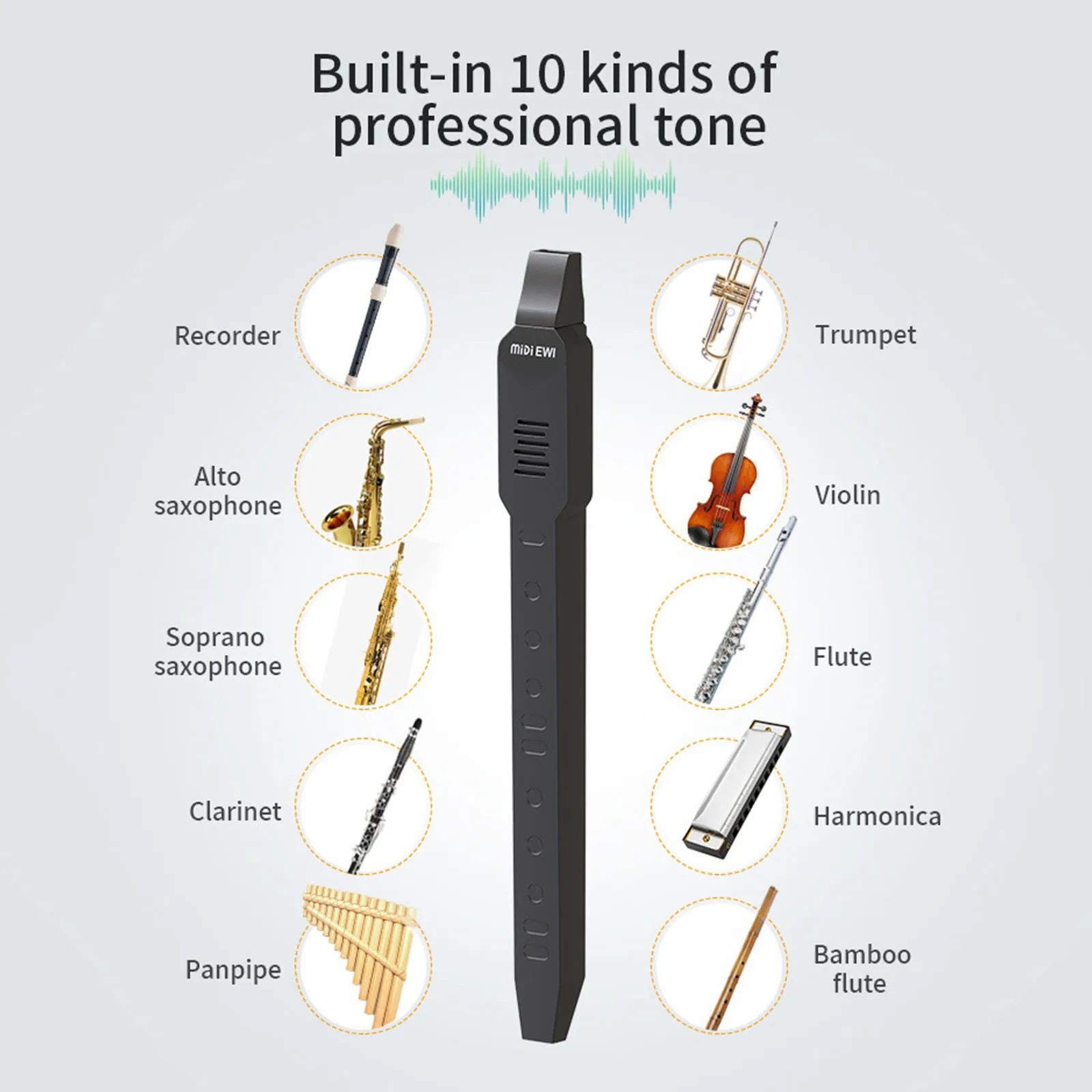 

Electronic Wind Instruments Mini Easy To Carry Smart Built In 10 Tones High Power Electric Blowpipe Musical Instruments for Live