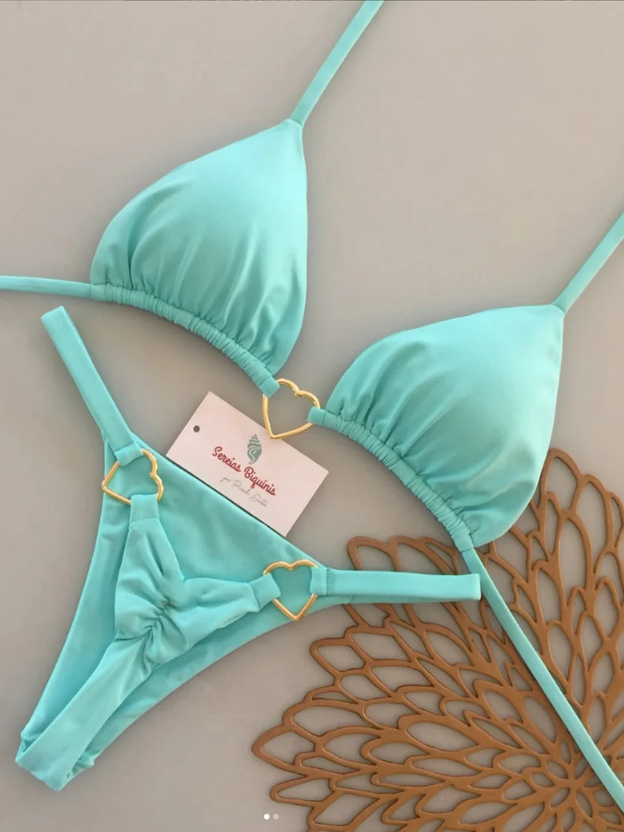 Micro Bikini 2026 Swimwear Women Swimsuit Sexy Luxury Brazilian Bikini Set Halter Green Biquini Push Up Pearl Beachwear Female