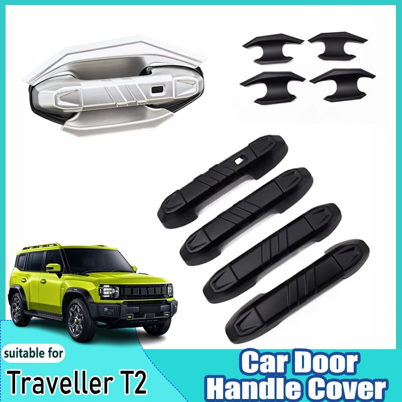 

For Jetour Traveller Shanhai T2 2023 2024 2025 Anti-Scratch Matte Black Silver Upgrade Door Handle Bowl Covers Car Accessories