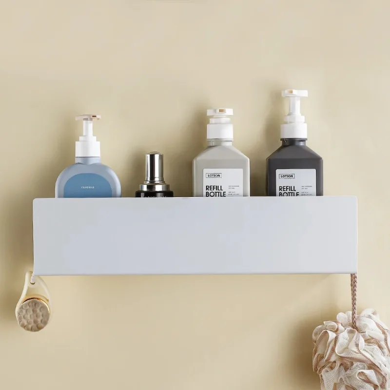 

Customizable Shower Shelf With Hook Aluminium Bathroom Items Toilet Wc Corner Bath Caddy Shampoo Storage Rack Kitchen Wall