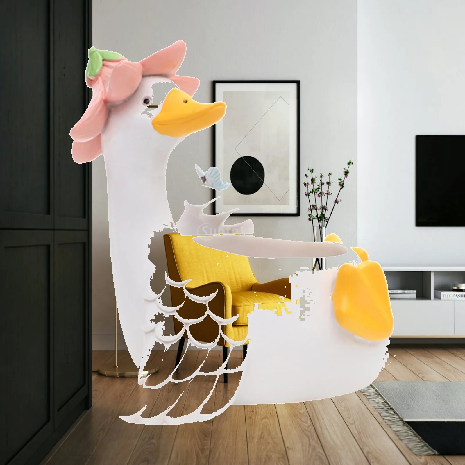 Resin Cute Goose Plant Pot Mini Head Planter Flower Vase Garden Decoration Ornaments for Room or Yard