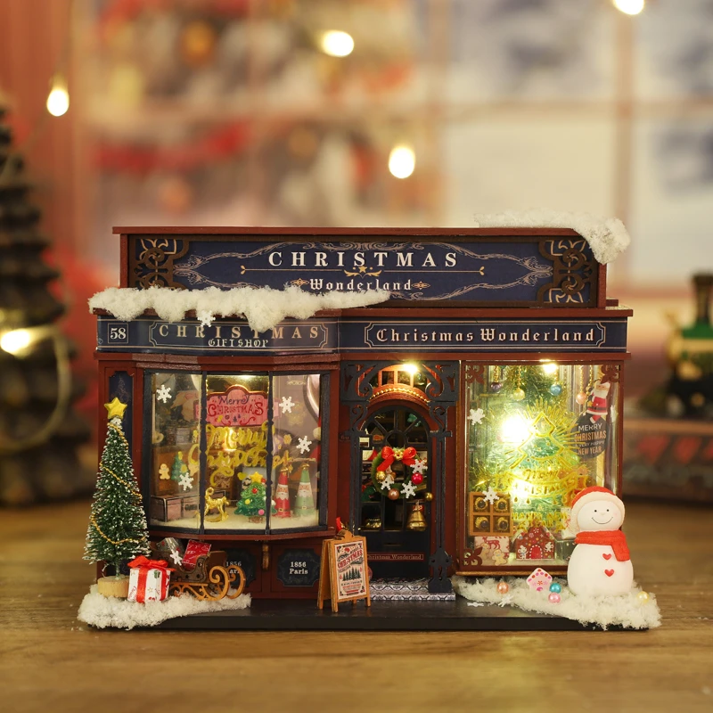 NEW DIY Wooden Merry Christmas Wonderland Dollhouses Miniature Kits With LED Light Home Decoration For Adult Xmas Handmade Gifts