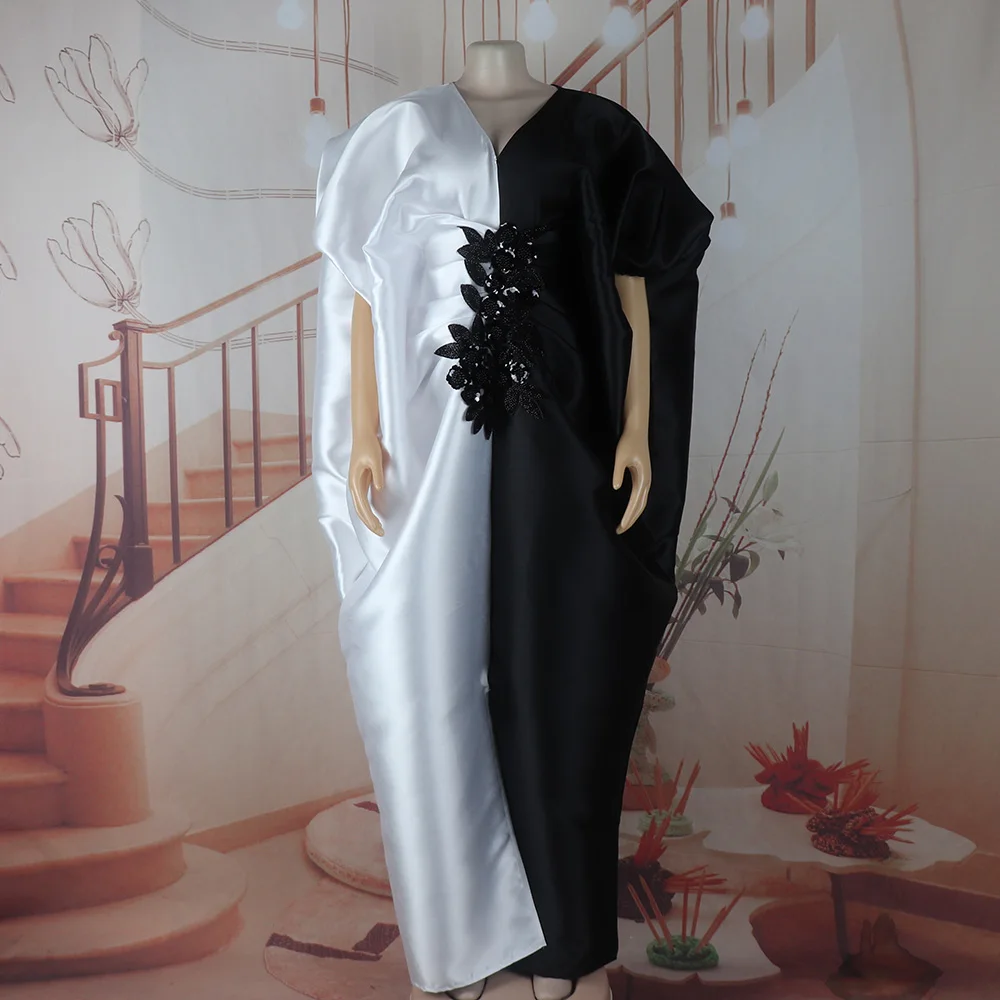 Elegante Afrikanische Kleider für Frauen Farbblockierung Afrikanische Kleider für Frauen Party Übergröße Robe Africains Femme – Detail 3