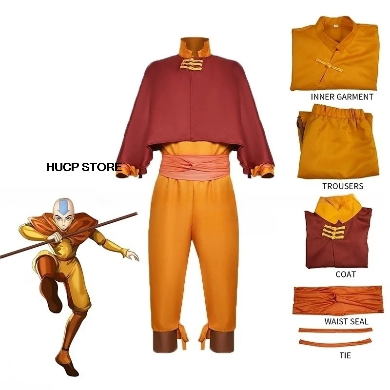 

Avatar The Last Airbender Avatar Aang Cosplay Costume Kids Children Jumpsuit Outfits Halloween Carnival Suit Men Suit Clothes