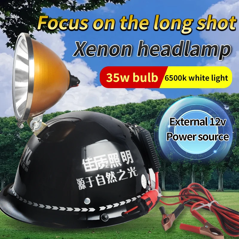 

12V Xenon Helmet Type Strong Light Headlight Searchlight Fishing Light Outdoor Night Fishing Xenon Lamp