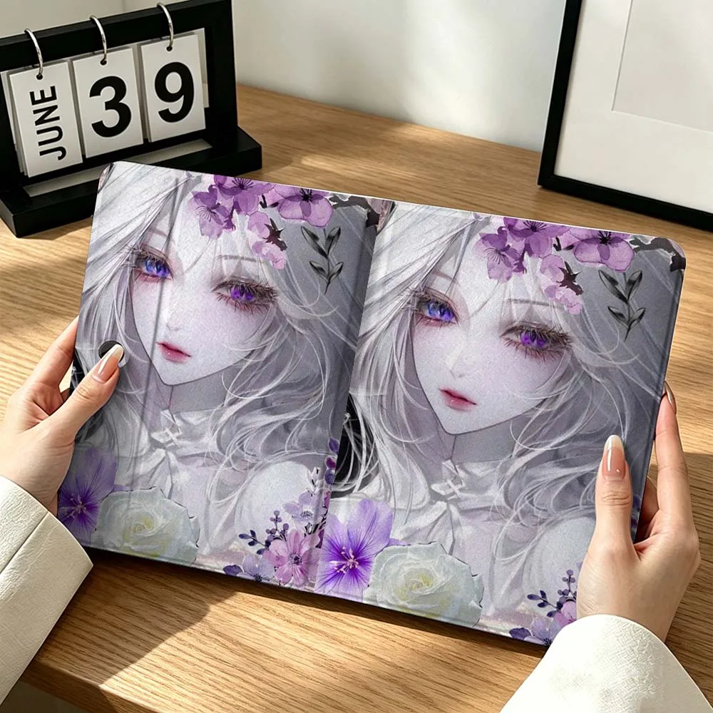 Cartoon Silver Hair Girl For OPPO VIVO IQOO OnePlus Realme Infinix Pad Pro 13 12.1 11.61 11.4 11 inch Tablet Case Gift