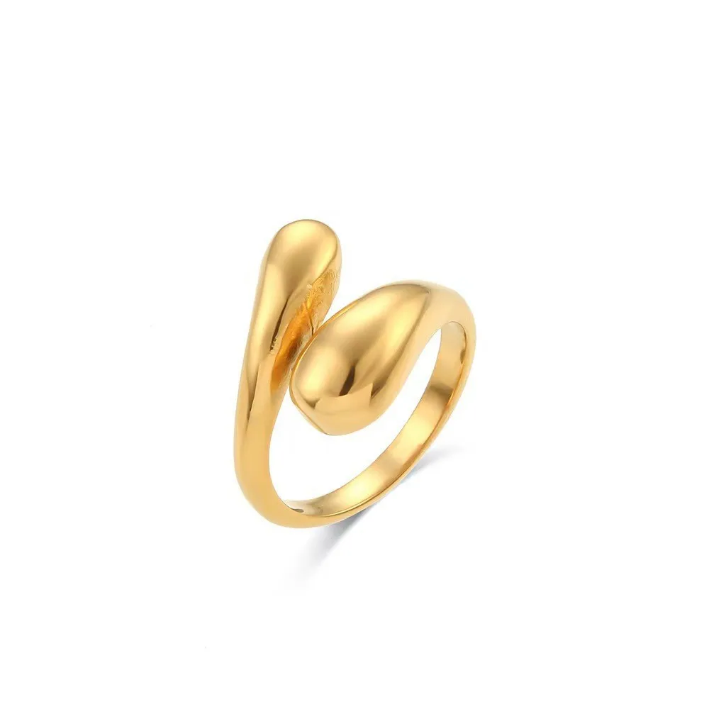 Stainless Steel Minimalist Rings For Women Trend Gold Color Smooth Double Ball Beads Open Rings Aesthetic Jewelry Couple Gifts