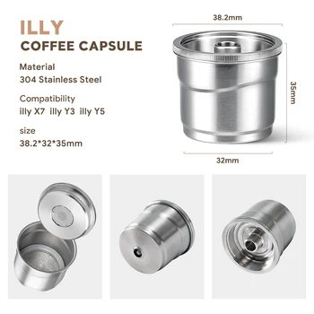 재사용 가능한 illy 커피 캡슐 304, 스테인리스 스틸 리치 크림 호환성, illy X7,illy Y3,illy Y5 용 iCafilas  Best5