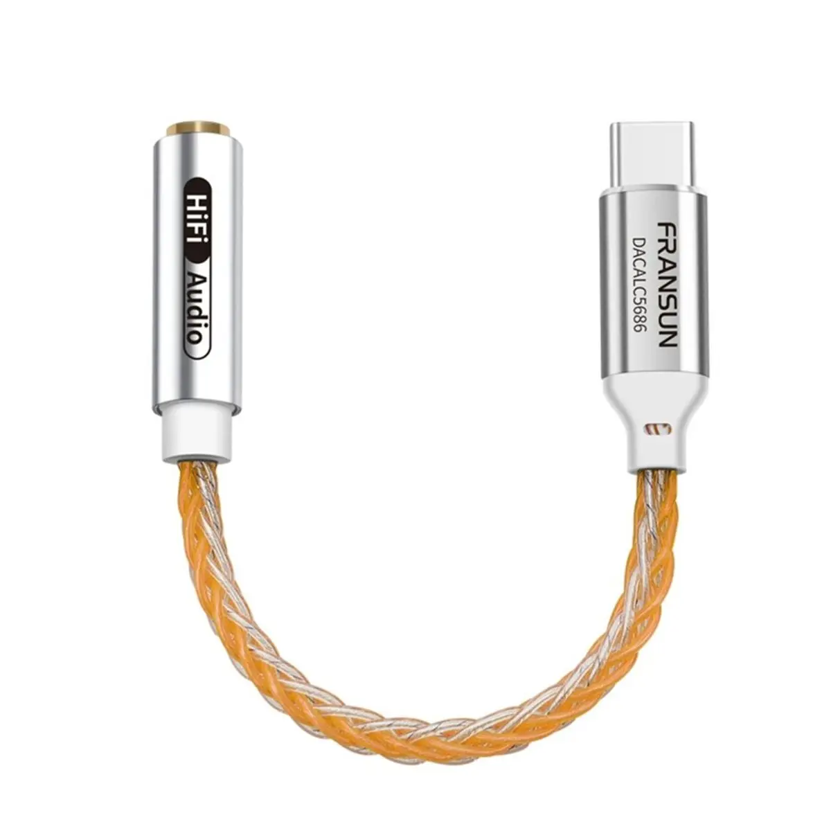 【Cable】 USB-C to 3.5mm Digital Audio Adapter ALC5686 Audio Interface Cable 32bit/384kHz Headphone Decoding Adapter Orange
