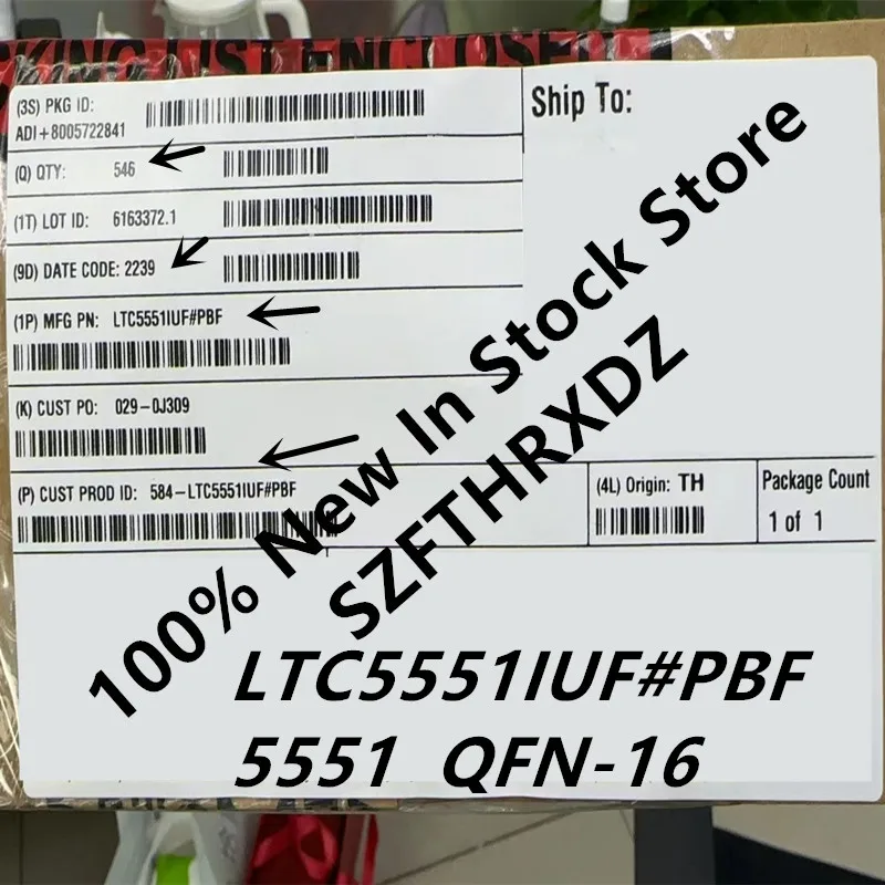 100% NEW ORIGINAL LTC5551IUF#TRPBF QFN-16 LTC5551IUF#PBF QFN16 5551 300MHz to 3.5GHz Ultra-High Dynamic Range Downconverting