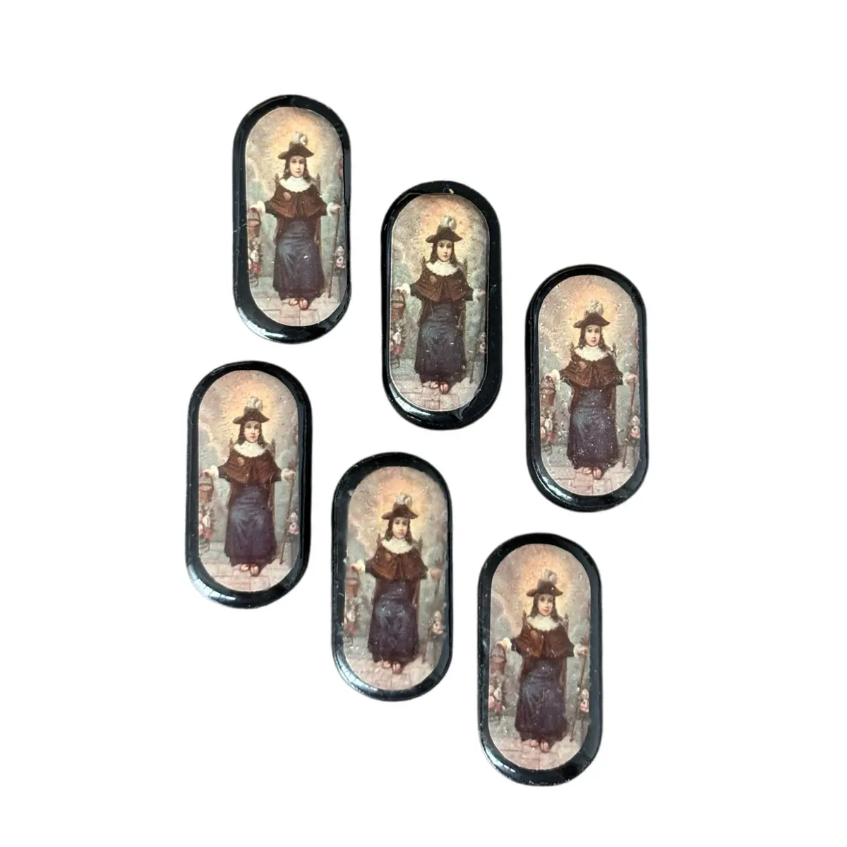 12 perles en bois noires Santo Nino de Atocha, perles intercalaires religieuses pour chapelet, pour la fabrication de bracelets DIY