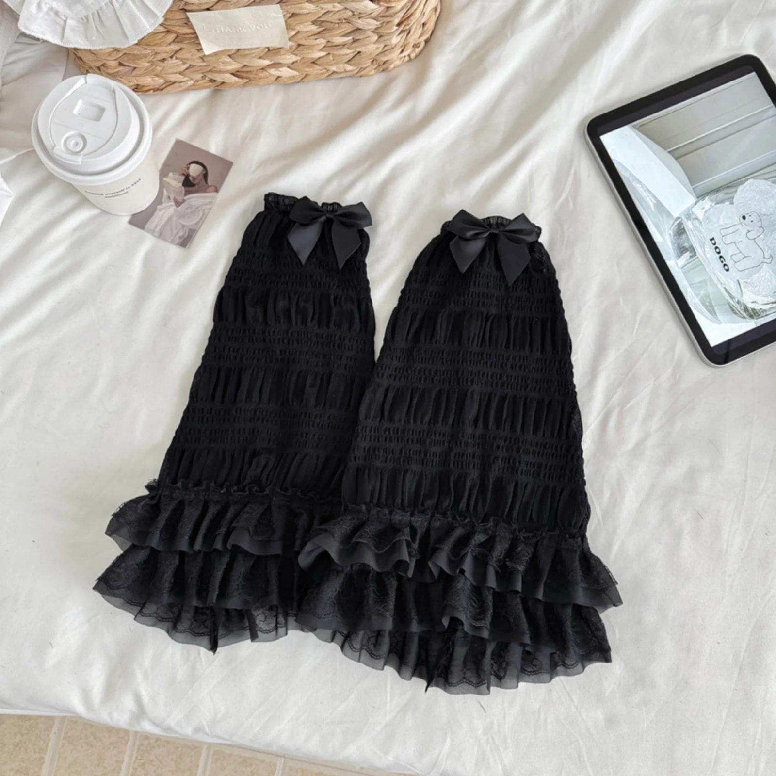 Women Lace Slouch Socks Mid-Calf Socks Versatile Sun-Protection Leg Sleeves r Thin Knee Socks Tiered Ruffle Flared Leg Warmers