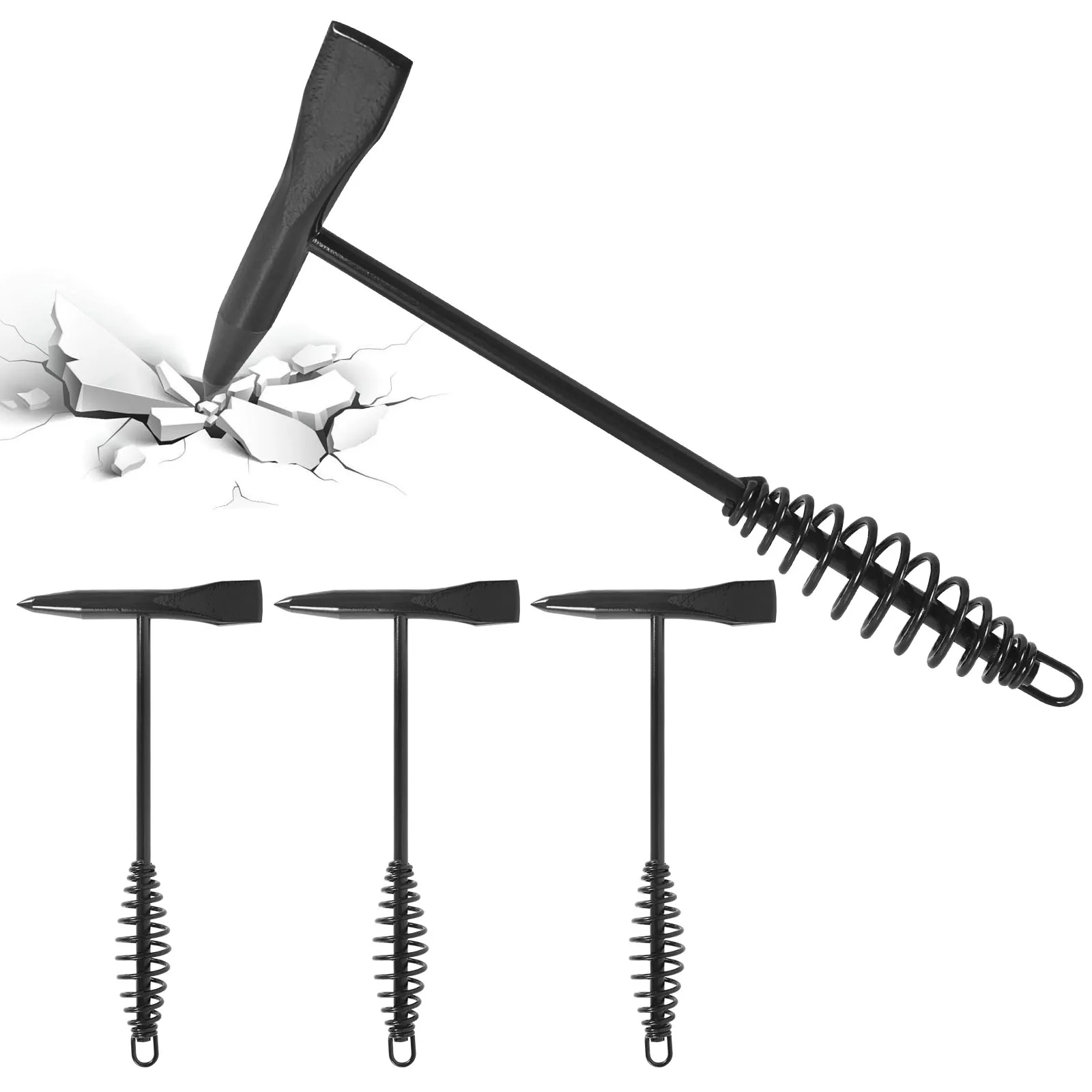 For Cleaning Removing Slag 4PCS Welding Chipping Hammer with Coil Spring Handle Forge Hardended Steel Industrial Welding Hammer