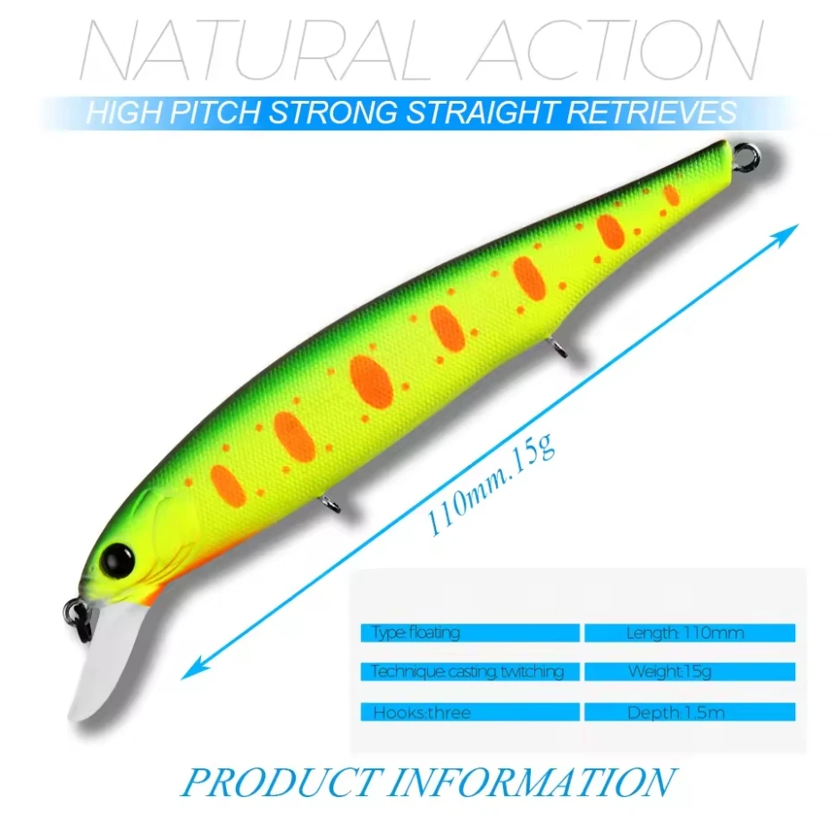 BEARKING Best Price Riprizer 110 Jerking Bait 11cm 15g Dive 1.5m Wobblers Carp Fishing Lures Artificial Baits Tackles view 6