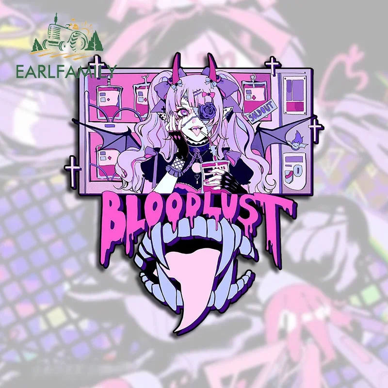 EARLFAMILY 13 см X 11,9 см для Blood Lust Y2K милая аниме девушка автомобильная наклейка модные мультяшные наклейки окклюзия царапины декор