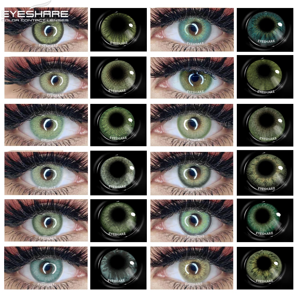 Eyeshare-lentes de contato verde para olhos, cosméticos, beleza