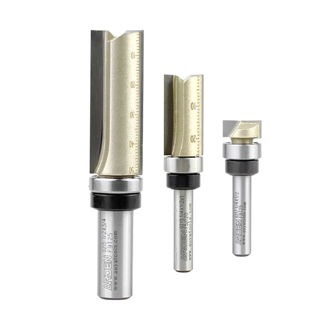 ARDEN 2F Trimming Router Bit Carbide Alloy Straight Bit with Bearing Woodworking Cutting  Milling Cutter Wood MDF Plywood