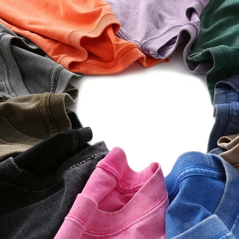Custom T-Shirt DTG Printing Retro Washed Mens Oversized T-shirt High-quality 100% Cotton Women Tee Personalized Design DIY Logo