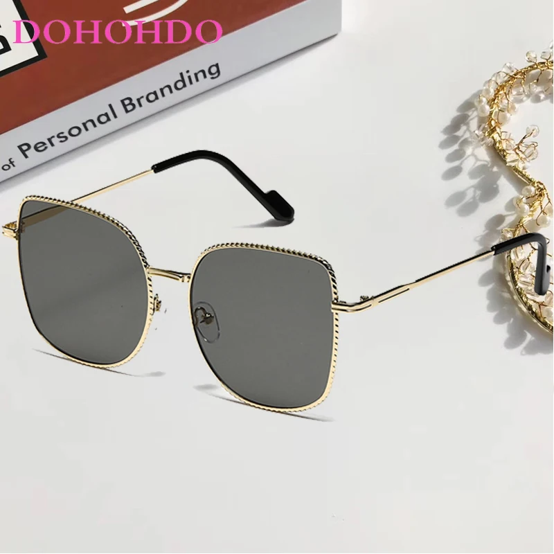 DOHOHDO Sunglasses For Men Retro Cat Eye Metal Sun Glasses Women Glasses Classic Vintage Eyeglasses UV400 Lentes de sol mujer