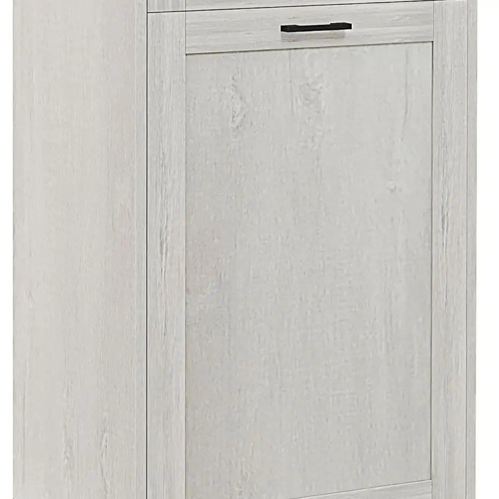 

Kitchen Tilt Out Trash Bin Cabinet Free Standing Recycling Cabinet Trash Can Holder with Drawer, Light Gray