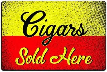 JP's Parcels Tin Signs Cigar Wall Decor - Metal Sign for Man Cave Bar Smoking Room 12 x 8 in. Cigars Sold Here sign sign sign
