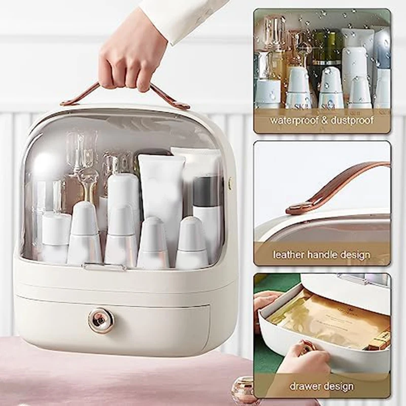 Makeup Organizer Cosmetic Display For Vanity, Make Up Organizers And Storage With Brush Holder