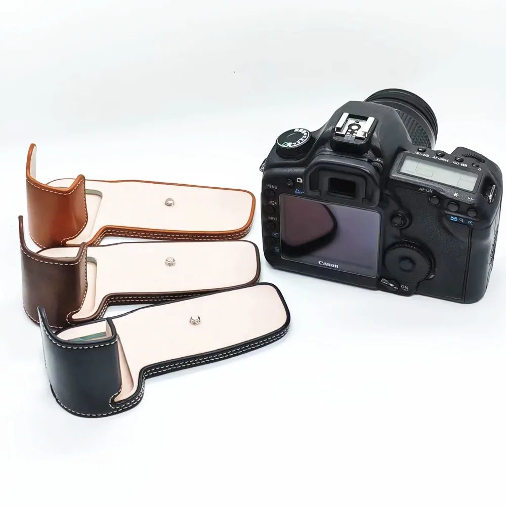 5D 2 3 4 Camera Half Case Body Protector Cover PU Leather Bottom Base Scratch Resistant Durable for Canon EOS 5D Mark II III IV