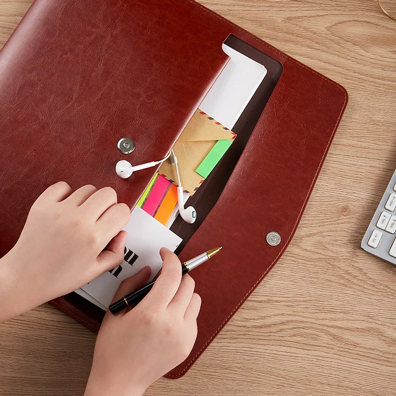 A4 Pu Lederen Document Opbergtas Waterdichte Bestandstas Organizer Data Book File Bill Map School Kantoor Accessoires