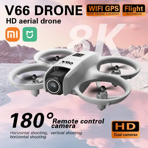 샤오미 V66 RC 드론 8K 전문가용 HD 카메라 접이식 장애물 회피 헬리콥터 180 ° 플립 마이크로 항공기 어린이 장난감 MIJIA