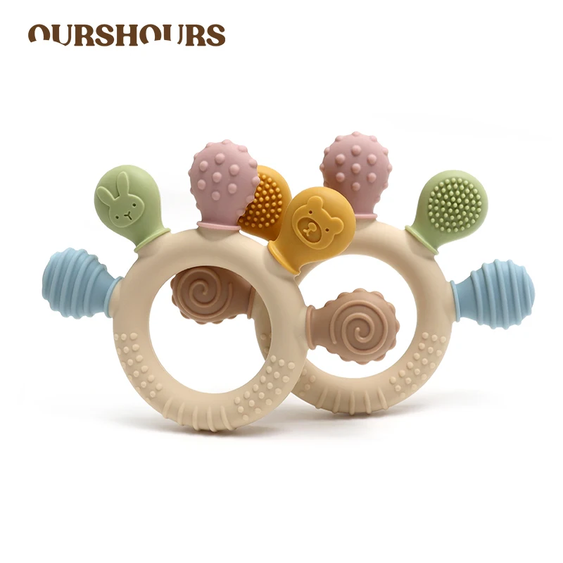 BPA Free Baby Silicone Teethers Sensory Toy Easy to Grasp Infant Teething Toys Food Grade Chewable Toys for Babies Newborn Gifts