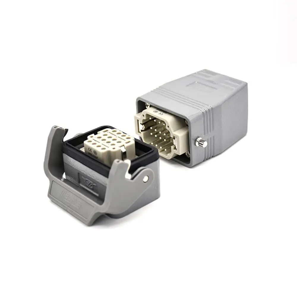 H6B Heavy Duty Rectangular Connectors 16Pin Silver Plating M32 Male Butt-Joint Female Bulkhead Mounting