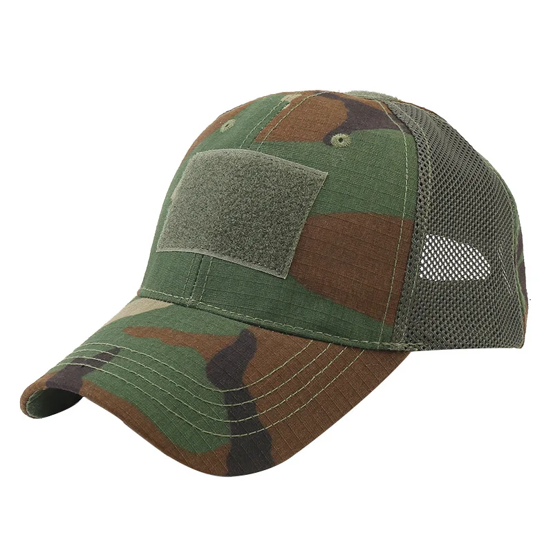 Green Camouflage Baseball Cap for Outdoor Hiking, Adjustable Buckle Back Visor, Sports Hats, Tactical