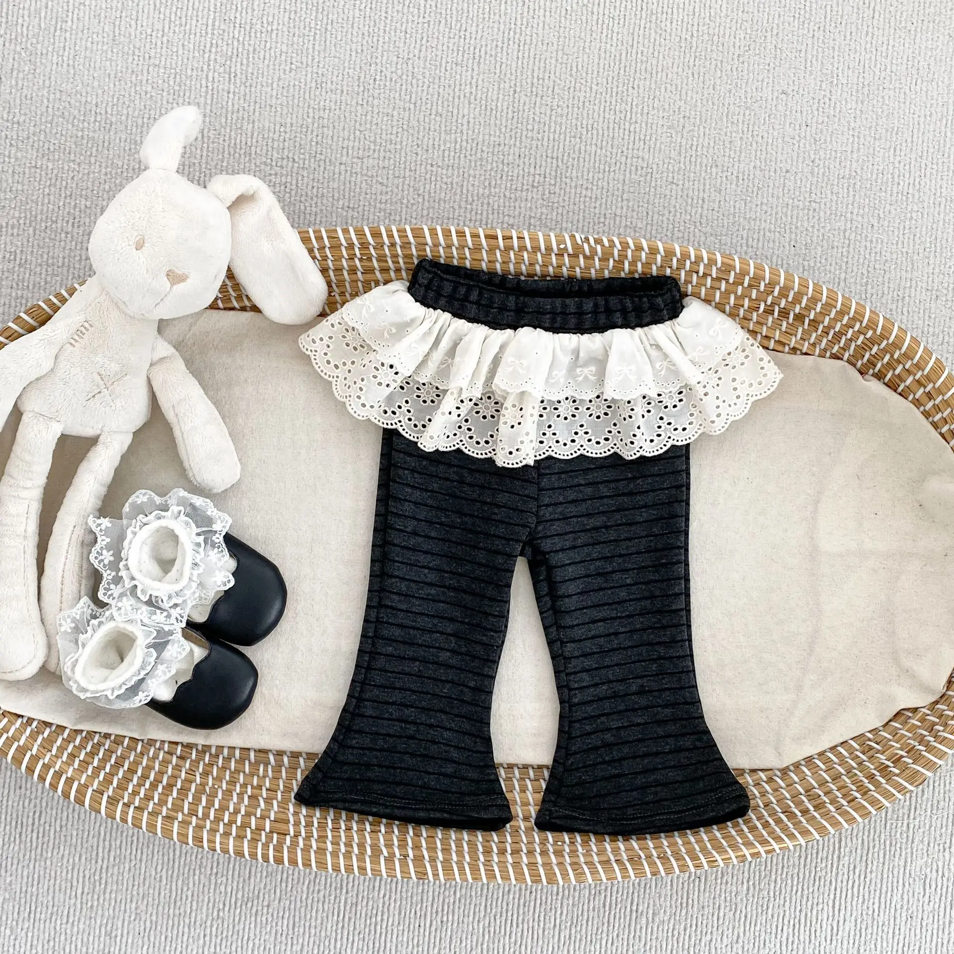 Autumn New Girls Striped Flare Pants Children Loose Casual Pants Baby Girl Cotton Trousers Toddler Leggings Kids Clothes