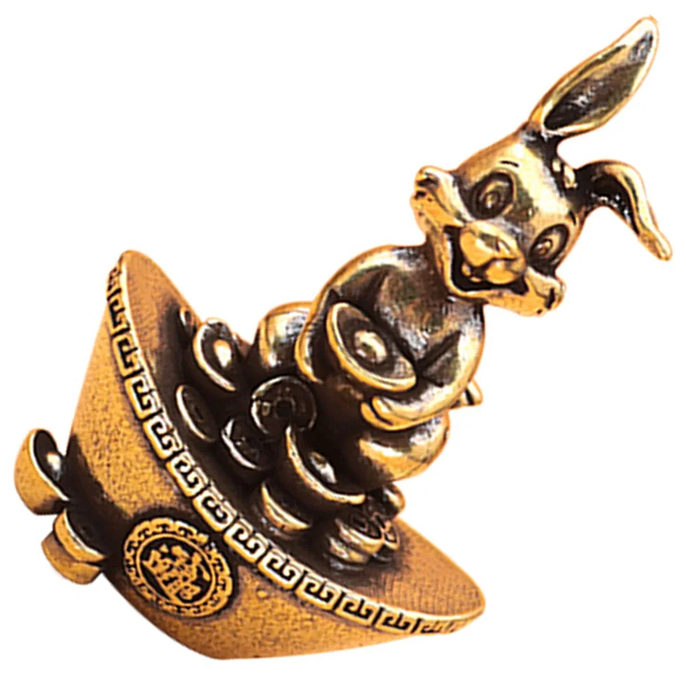 

Realistic Rabbit Ornament Office Desk Decor Adornment Crafts Statue Brass Animal