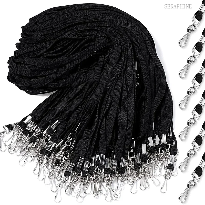 100 pcs /lot Nylon Safety Lanyards Neck Rope for Card Holder Keychain Badge ID Card Wholesale of Black Blue Red Green Landyard