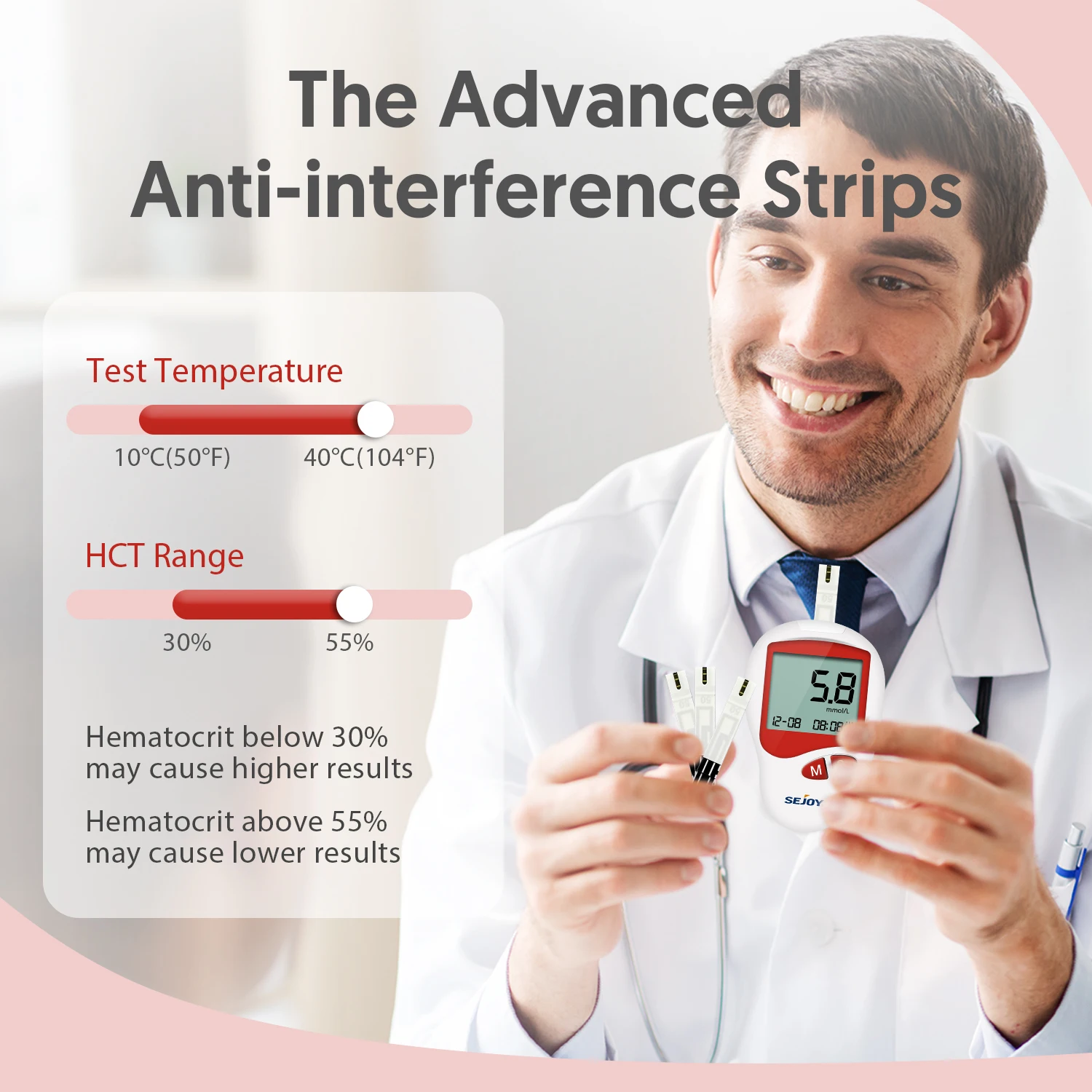 SEJOY 100 Stück Blutzuckerteststreifen für BG201/202/203, Blutzuckermessgerät Diabetes-Testkit mit 25 Stück Teststreifen/Lanzetten – Detail 7