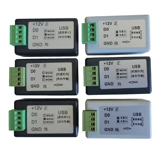 Wiegand to USB Converter WG26/34 Data Reader, USB to Wiegand Adapter Serial RS232, Keyboard Emulator for Access Control System