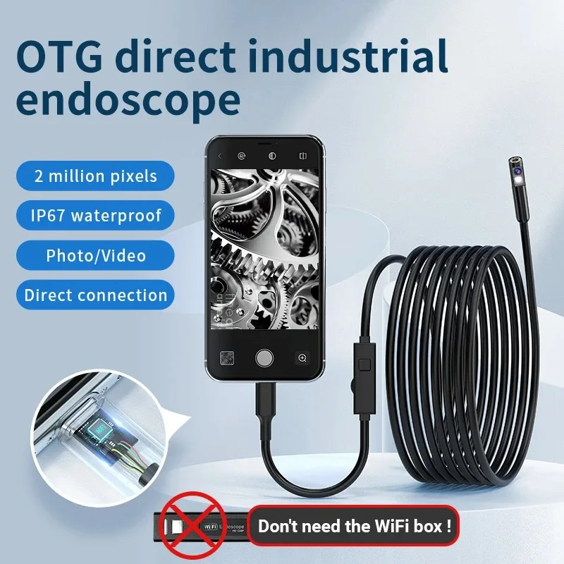 Single/Dual Lens Endoscope Camera for iPhone iPad IOS Android Type-C LED Light Borescope Inspection Camera Industrial Use