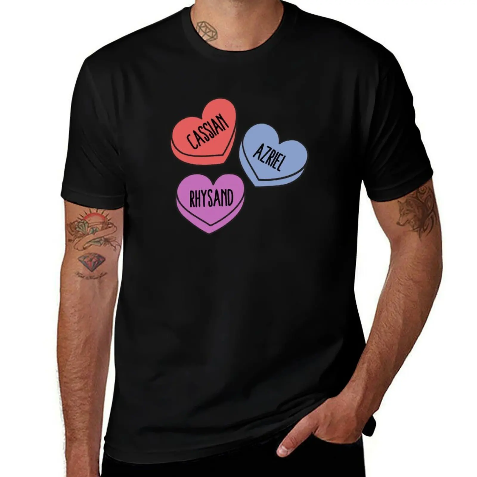 Bat Boys - ACOTAR Love Hearts (Azriel, Rhysand and Cassian) T-Shirt Basic Plain Short Sleeve Crew Neck Tee T-Shirt